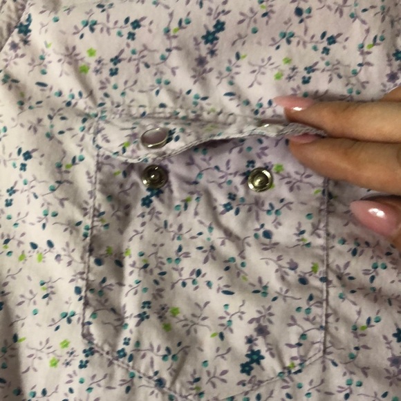 Crazy Cowgirl Lilac Purple Pearl Snap Floral Print I Sleeveless Collared Top Sm - Picture 4 of 13